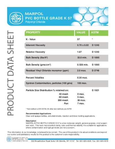 Ds Pvc Bottle Grade K57